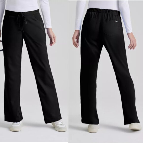 Grey's Anatomy by Barco Black Riley 5-Pocket Flared Leg Scrub Pant, Medium - Picture 1 of 7